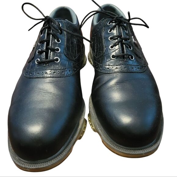 Footjoy Dryjoys Tour Saddle Spiked Mens Golf Shoes, Size 8W - Picture 2 of 13